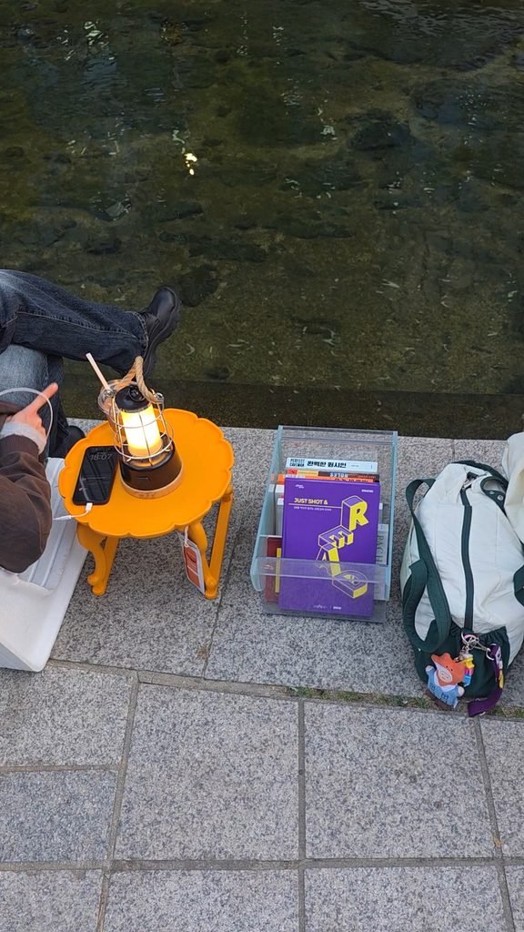 Book baskets at the Cheonggyecheon outdoor library event