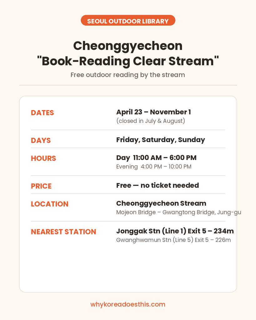 cheonggyecheon outdoor library seoul